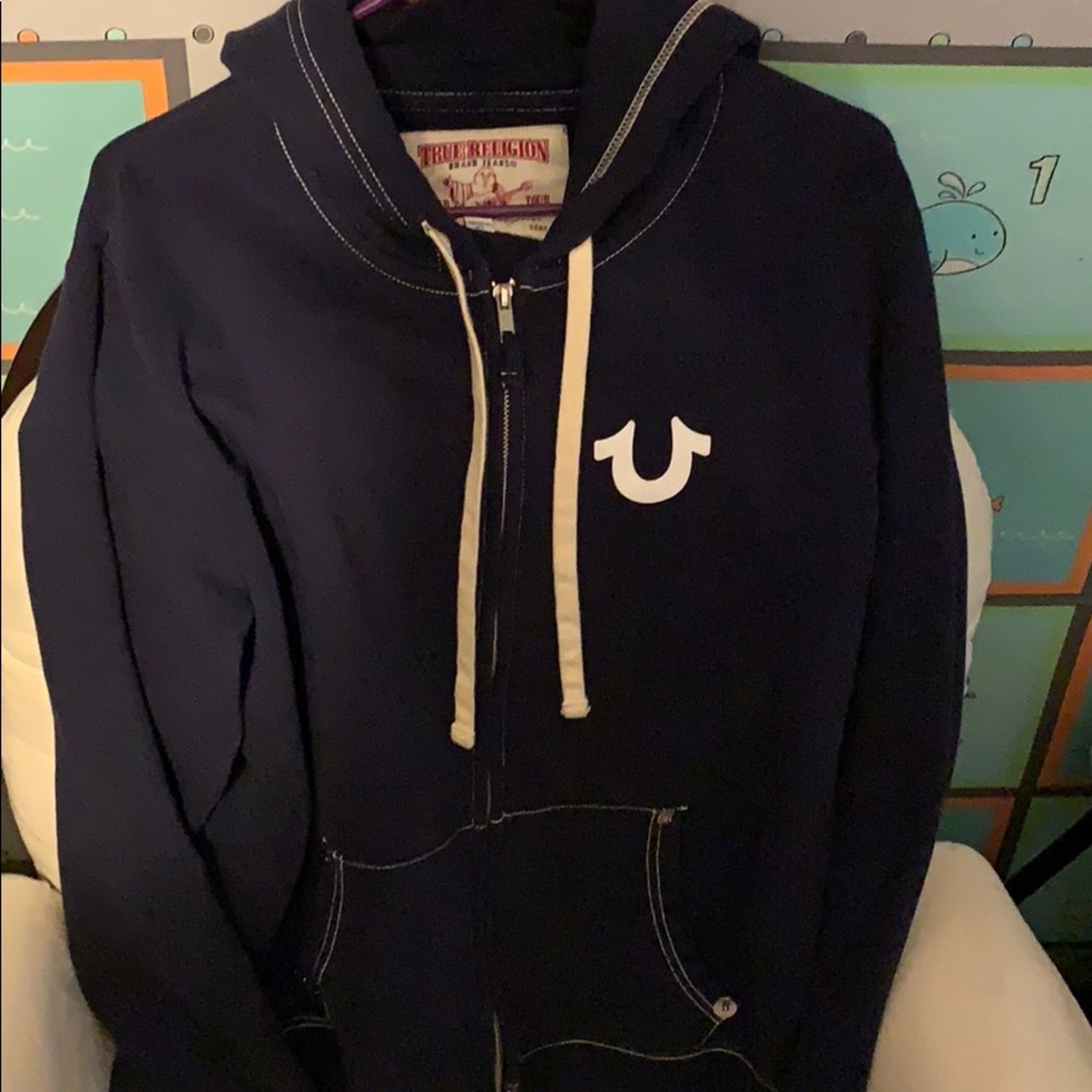 Blue true religion hoodie large